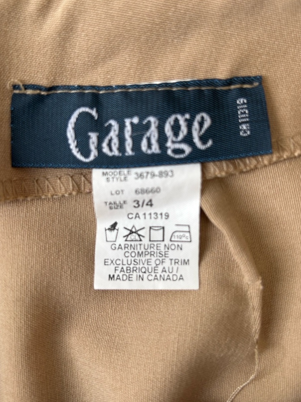 Garage Tan Beige Pencil Skirt with Diagonal Seams Camel Size 4 - Picture 9 of 12